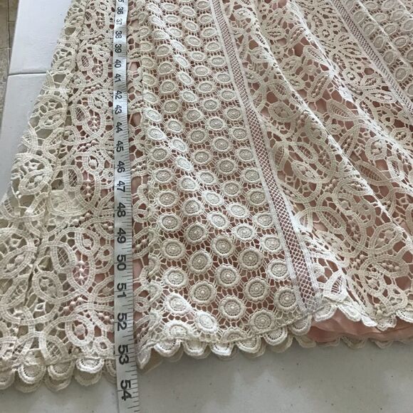 BCBGMaxAzria Crochet Bohemian Off-White With Orange Lining Style Maxi Dress Sz 6 - Picture 9 of 15